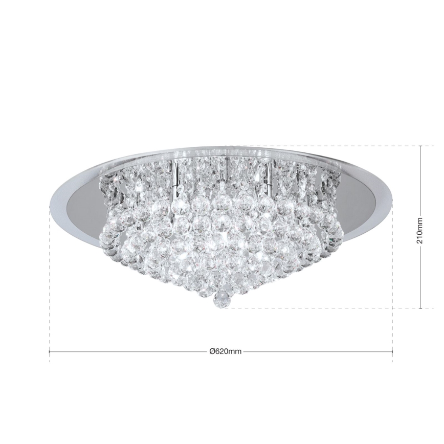 Plafoniera di cristallo GLORIA 9xG9/40W/230V diametro 62 cm limpido/cromo lucido