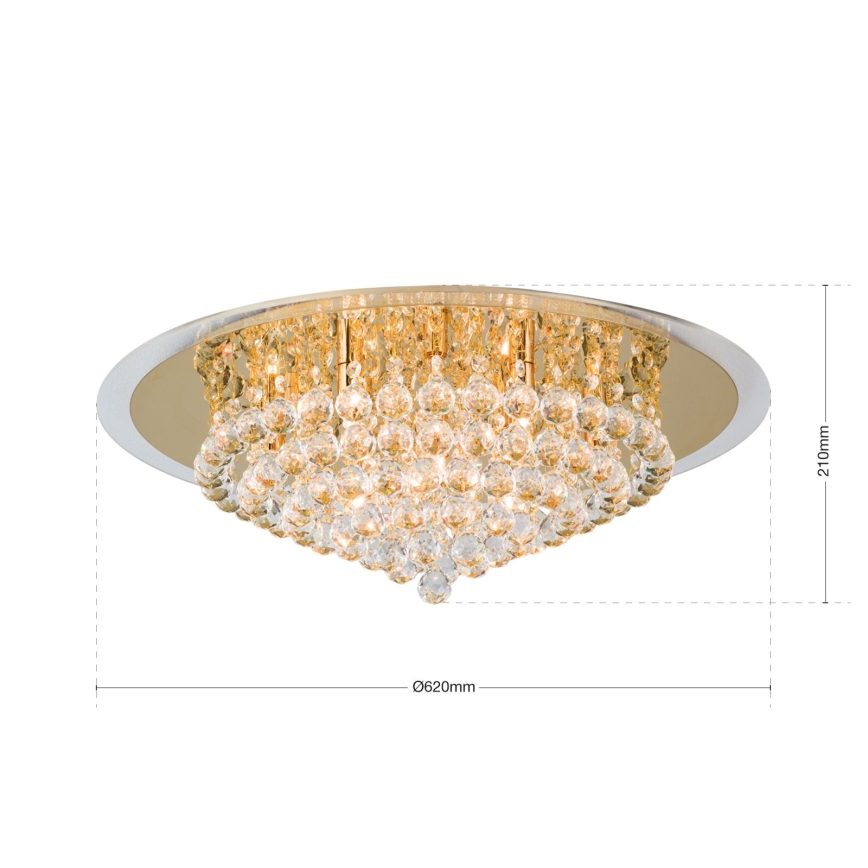 Plafoniera di cristallo GLORIA 9xG9/40W/230V diametro 62 cm oro