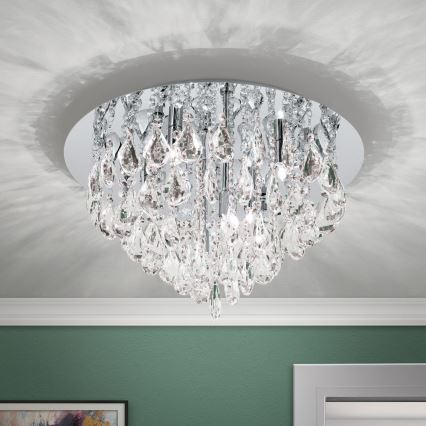 Plafoniera di cristallo CELESTE 6xG9/40W/230V diametro 45 cm cromo lucido