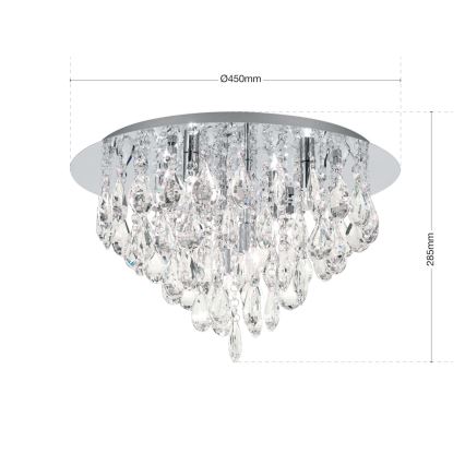Plafoniera di cristallo CELESTE 6xG9/40W/230V diametro 45 cm cromo lucido