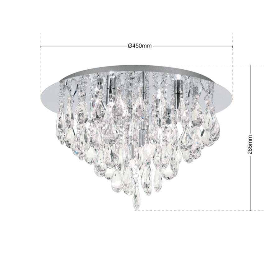 Plafoniera di cristallo CELESTE 6xG9/40W/230V diametro 45 cm cromo lucido