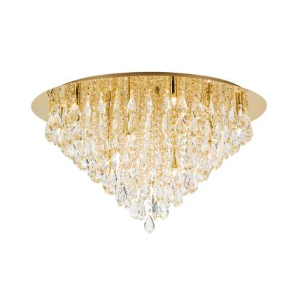 Plafoniera di cristallo CELESTE 12xG9/40W/230V diametro 75 cm oro