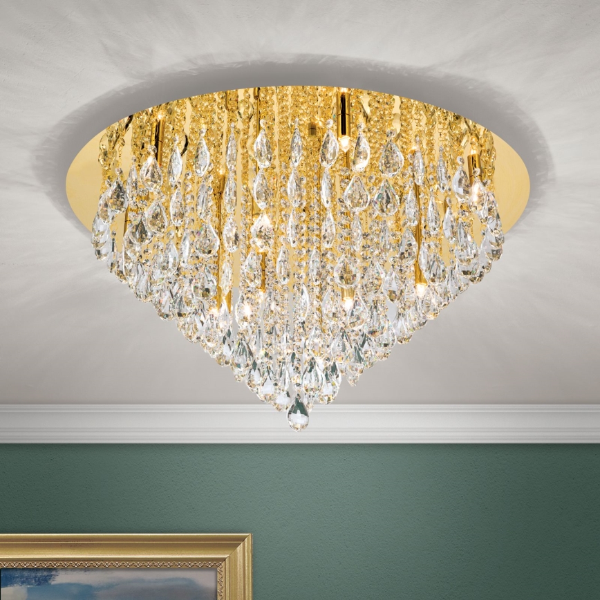 Plafoniera di cristallo CELESTE 12xG9/40W/230V diametro 75 cm oro