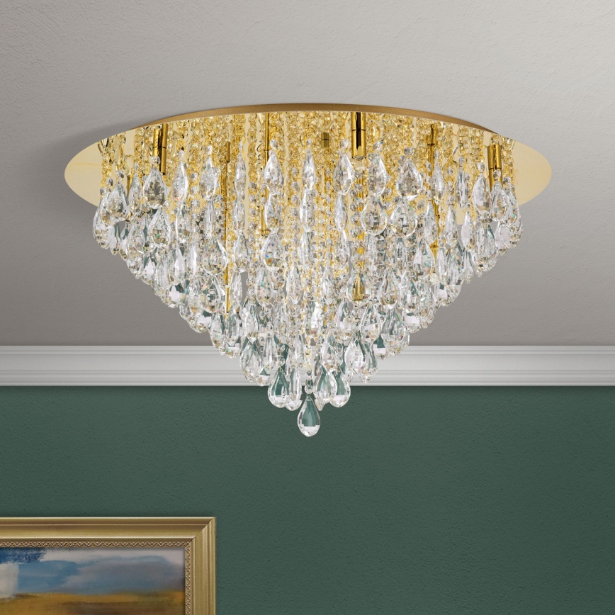 Plafoniera di cristallo CELESTE 12xG9/40W/230V diametro 75 cm oro