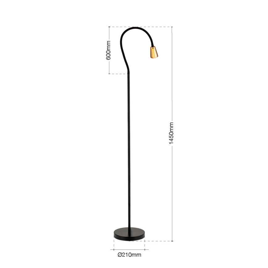 Flexible Stehleuchte DOTTY 1xGU10/10W/230V schwarz/messing