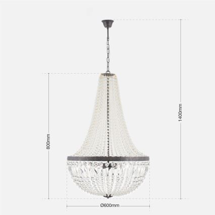 Kristall-Kronleuchter an Kette ARILA 6xE27/60W/230V d 60 cm braun/Patina