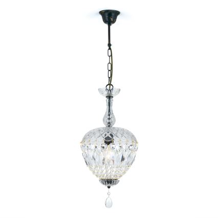 Lampadario di cristallo a sospensione con catena ARILA 1xE27/60W/230V diametro 25 cm marrone/patina