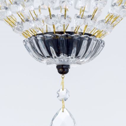 Lampadario di cristallo a sospensione con catena ARILA 1xE27/60W/230V diametro 25 cm marrone/patina