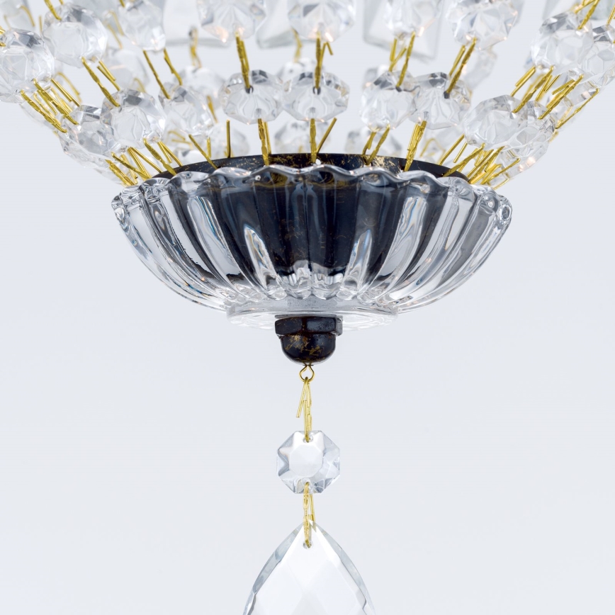 Lampadario di cristallo a sospensione con catena ARILA 1xE27/60W/230V diametro 25 cm marrone/patina