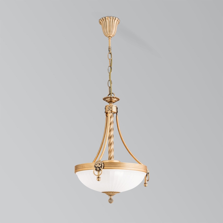 Suspension chaîne ROCCA 3xE27/60W/230V d. 32 cm bronze/blanc