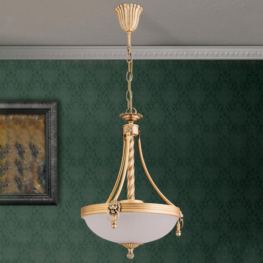 Suspension chaîne ROCCA 3xE27/60W/230V d. 32 cm bronze/blanc