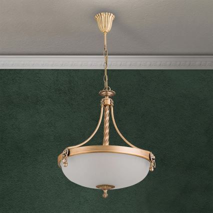 Suspension chaîne ROCCA 3xE27/60W/230V d. 42 cm bronze/blanc
