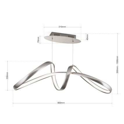 Lampadario dimmerabile a LED su cavo CIRCUS LED/36W/230V argento