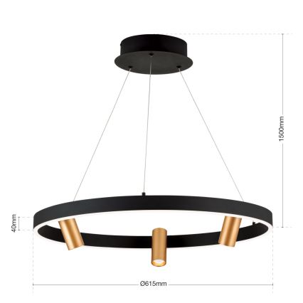 Lampadario dimmerabile a LED su cavo BERLIN LED/50W/230V nero/oro