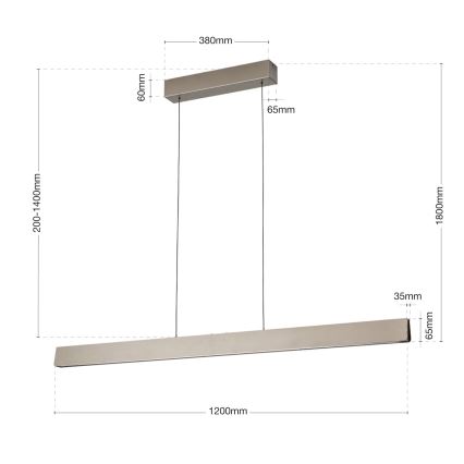 Lampadario a sospensione con filo LED dimmerabile TARA LED/44W/230V 2700/3800/4500/5700K cromo opaco