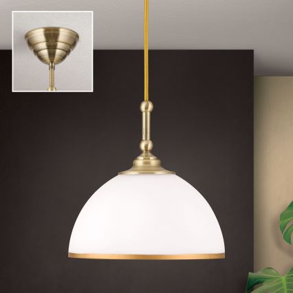 Suspension filaire OLD LAMP 1xE27/40W/230V blanc/laiton