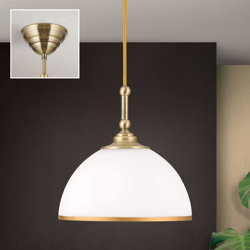 Suspension filaire OLD LAMP 1xE27/40W/230V blanc/laiton