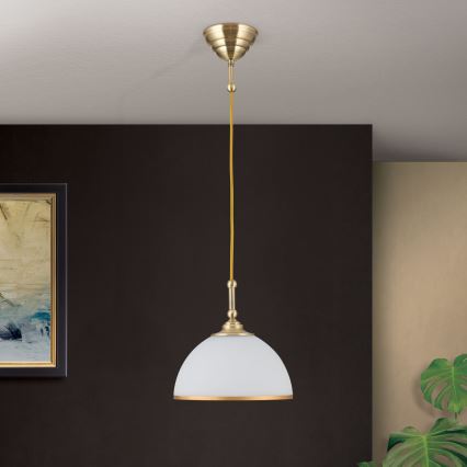 Suspension filaire OLD LAMP 1xE27/40W/230V blanc/laiton