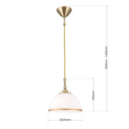 Suspension filaire OLD LAMP 1xE27/40W/230V blanc/laiton