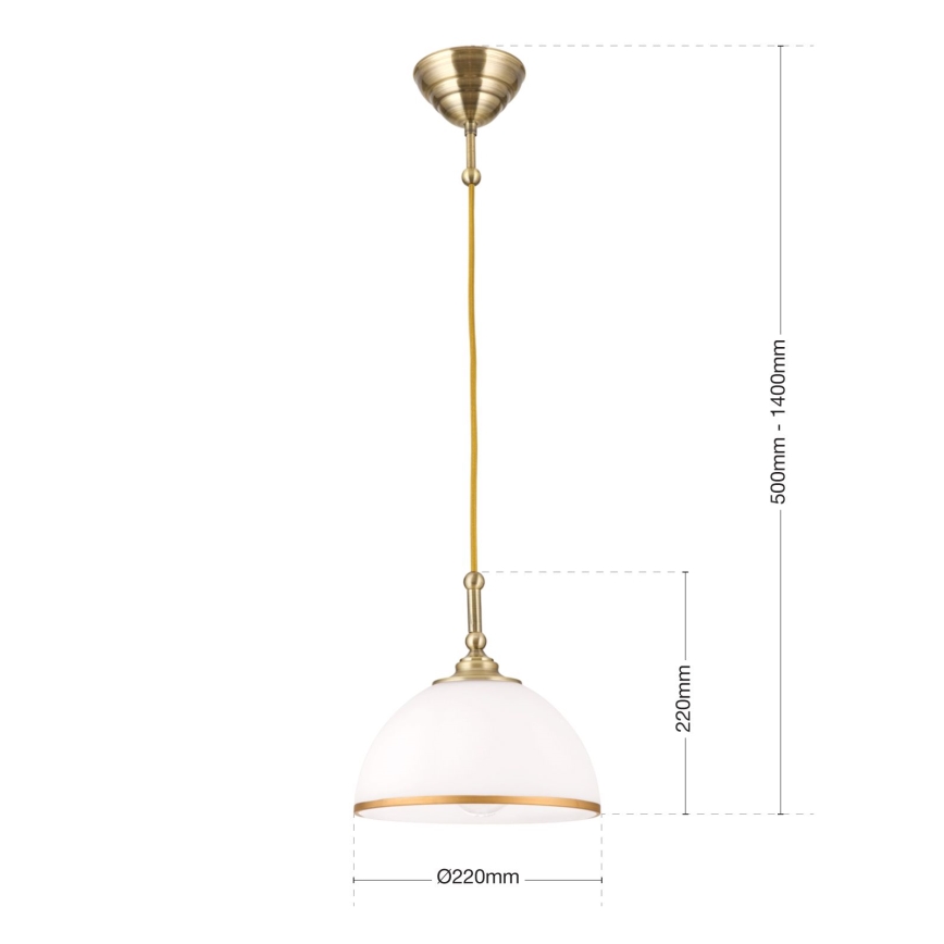 Suspension filaire OLD LAMP 1xE27/40W/230V blanc/laiton
