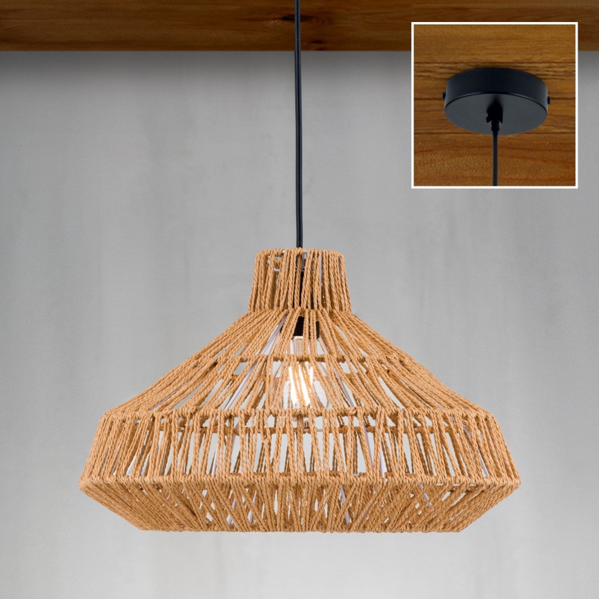 Hängeleuchte BASKET 1xE27/40W/230V d 40 cm Hanf