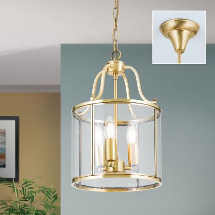 Kronleuchter an Kette BRUNO 3xE14/40W/230V Ø 25 cm goldfarben