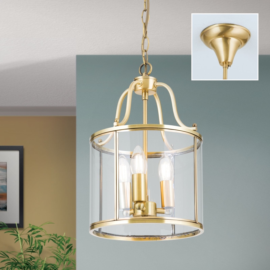 Kronleuchter an Kette BRUNO 3xE14/40W/230V Ø 25 cm goldfarben