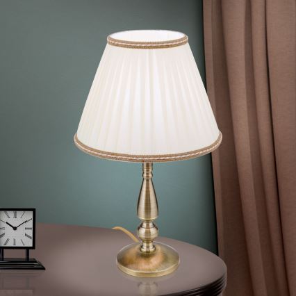 Lampada da tavolo TONIA 1xE27/60W/230V diametro 30 cm bianco/bronzo