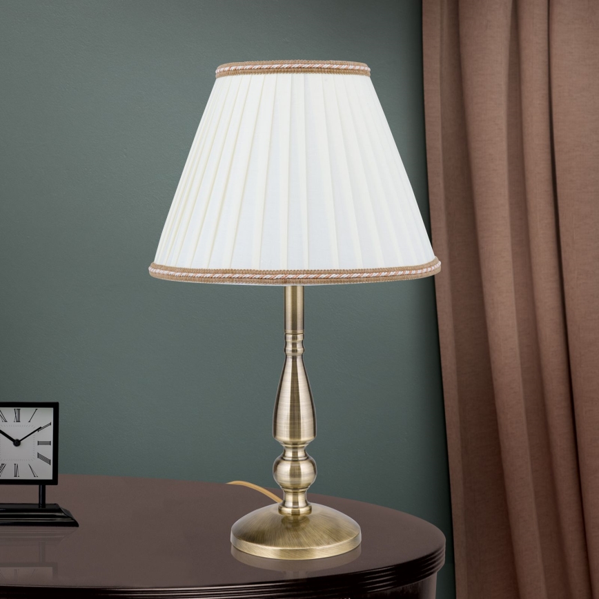 Lampada da tavolo TONIA 1xE27/60W/230V diametro 30 cm bianco/bronzo