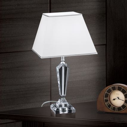 Lampe de table en cristal VERONIQUE 1xE27/60W/230V blanc/transparent