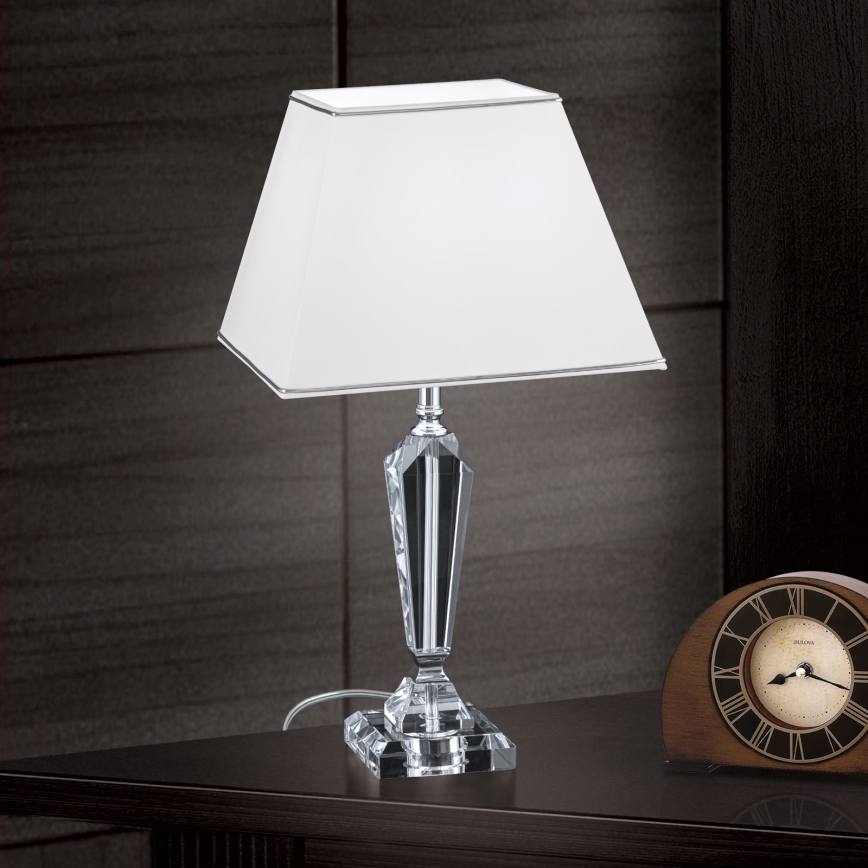 Lampe de table en cristal VERONIQUE 1xE27/60W/230V blanc/transparent