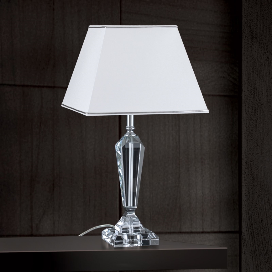 Lampe de table en cristal VERONIQUE 1xE27/60W/230V blanc/transparent
