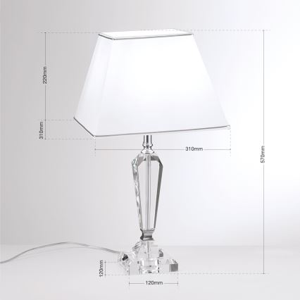 Lampe de table en cristal VERONIQUE 1xE27/60W/230V blanc/transparent