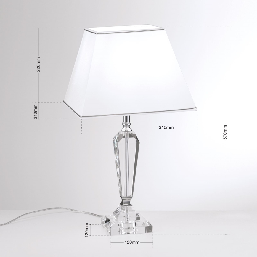 Lampe de table en cristal VERONIQUE 1xE27/60W/230V blanc/transparent