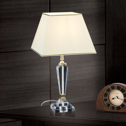 Lampe de table en cristal VERONIQUE 1xE27/60W/230V crème/transparent