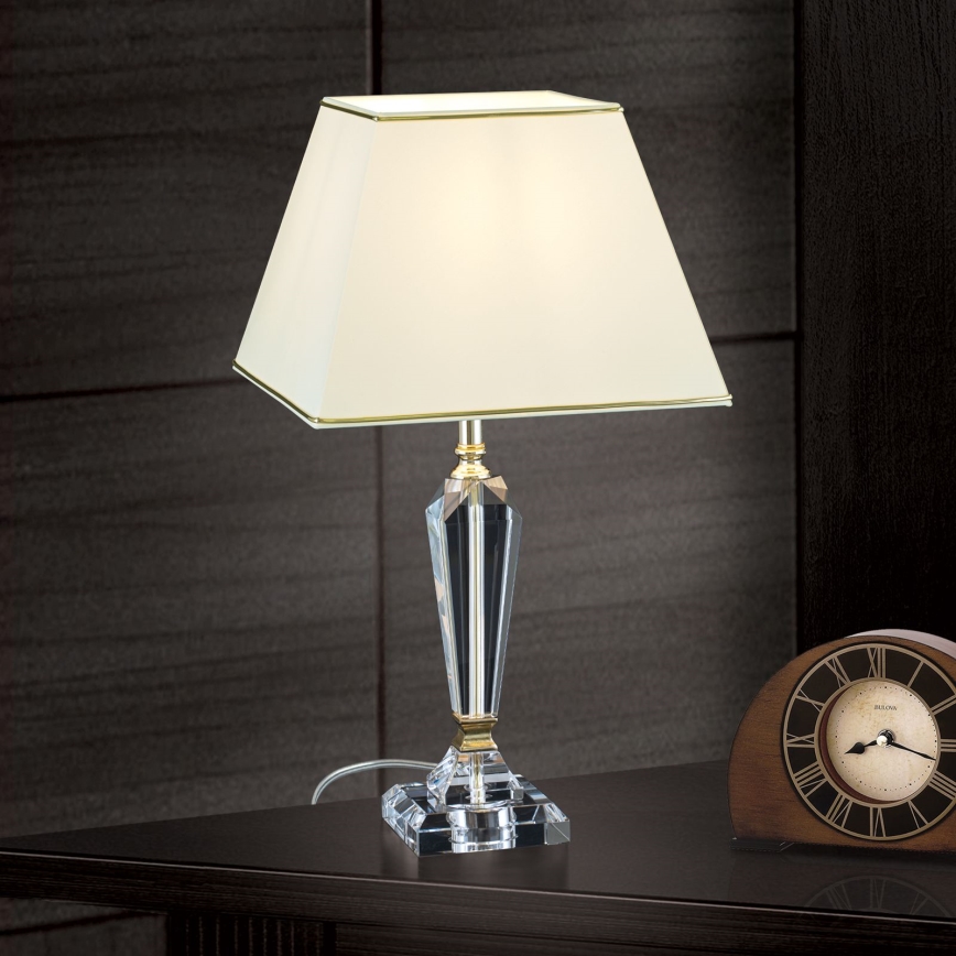 Lampe de table en cristal VERONIQUE 1xE27/60W/230V crème/transparent