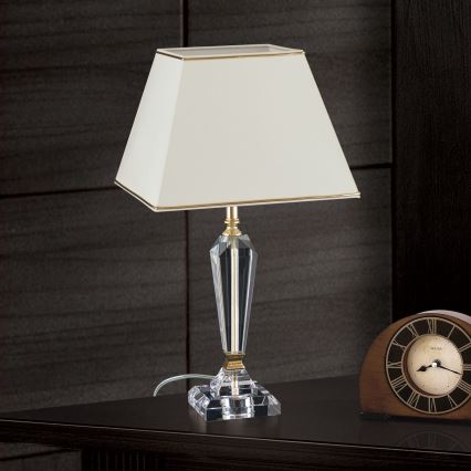 Lampe de table en cristal VERONIQUE 1xE27/60W/230V crème/transparent