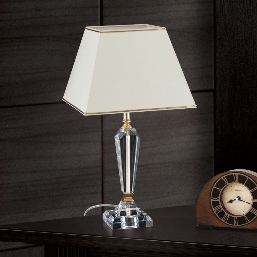 Lampe de table en cristal VERONIQUE 1xE27/60W/230V crème/transparent