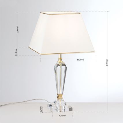 Lampe de table en cristal VERONIQUE 1xE27/60W/230V crème/transparent