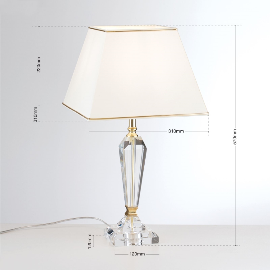 Lampe de table en cristal VERONIQUE 1xE27/60W/230V crème/transparent