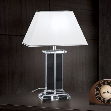 Lampe de table en cristal VERONIQUE 1xE27/60W/230V blanc/transparent