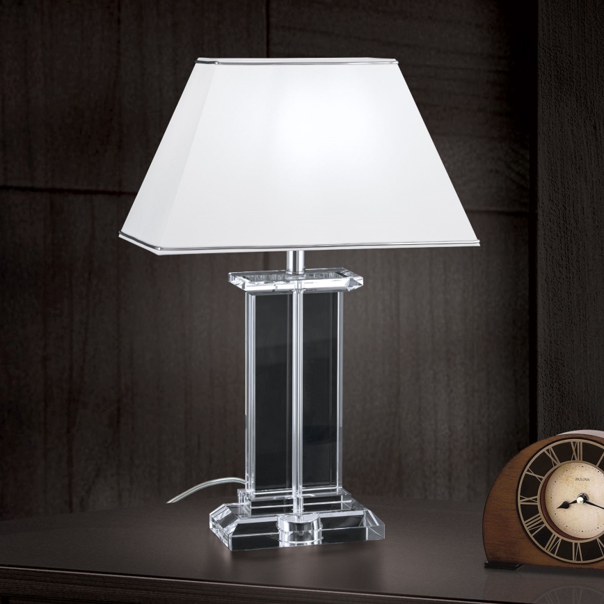 Lampe de table en cristal VERONIQUE 1xE27/60W/230V blanc/transparent