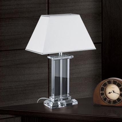 Lampe de table en cristal VERONIQUE 1xE27/60W/230V blanc/transparent