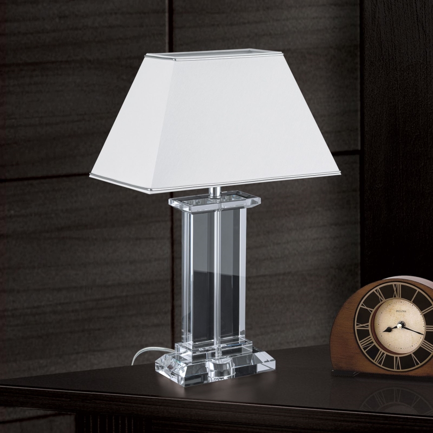 Lampe de table en cristal VERONIQUE 1xE27/60W/230V blanc/transparent