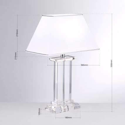 Lampe de table en cristal VERONIQUE 1xE27/60W/230V blanc/transparent