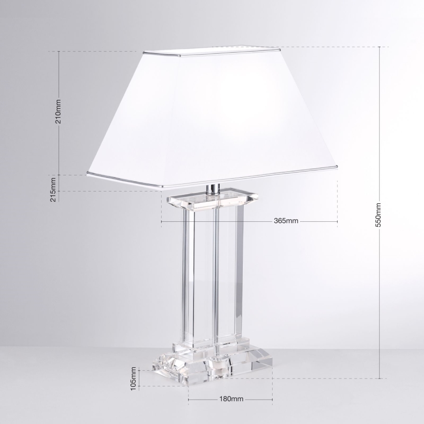 Lampe de table en cristal VERONIQUE 1xE27/60W/230V blanc/transparent