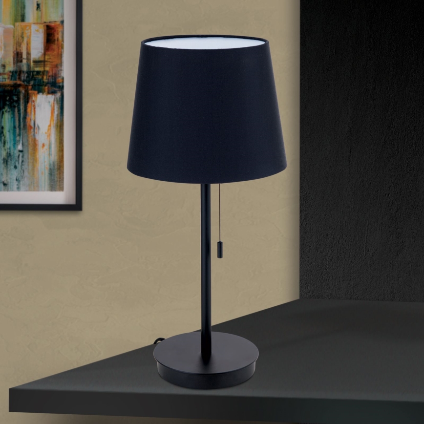 Lampe de table avec port USB LUDWIG 1xE27/40W/230V 50 cm noir