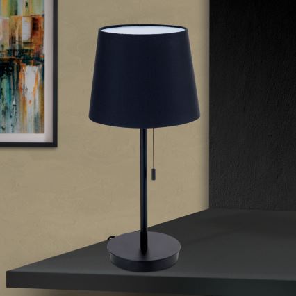 Tischleuchte mit USB-Anschluss LUDWIG 1xE27/40W/230V 50 cm schwarz