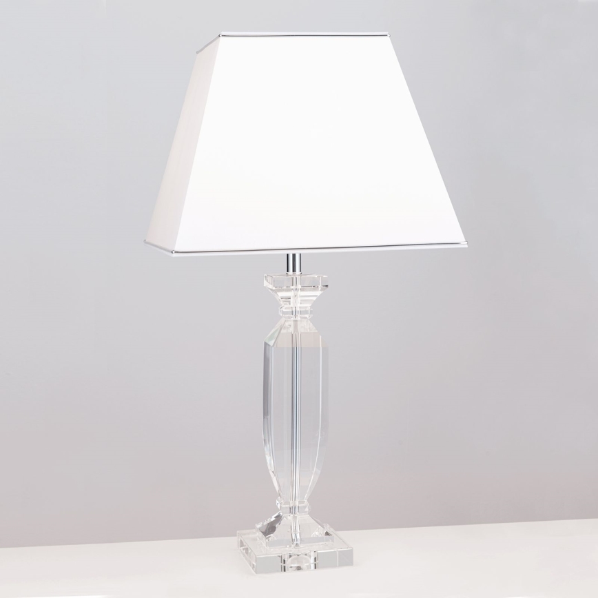 Kristall-Tischleuchte POKAL 1xE27/60W/230V weiß/klar