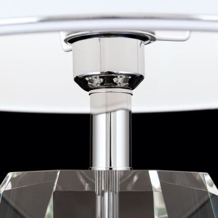 Lampe de table en cristal ALEXIS 1xE27/60W/230V blanc/chrome brillant/transparent